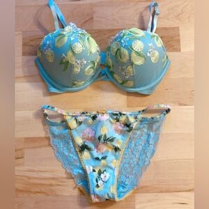NEW NWT 💗VICTORIA SECRET very sexy push-up lemon baby blue lingerie set XS 34C
